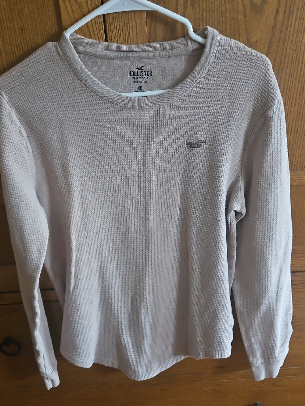 Hollister Light Beige Waffle Long Sleeve Top